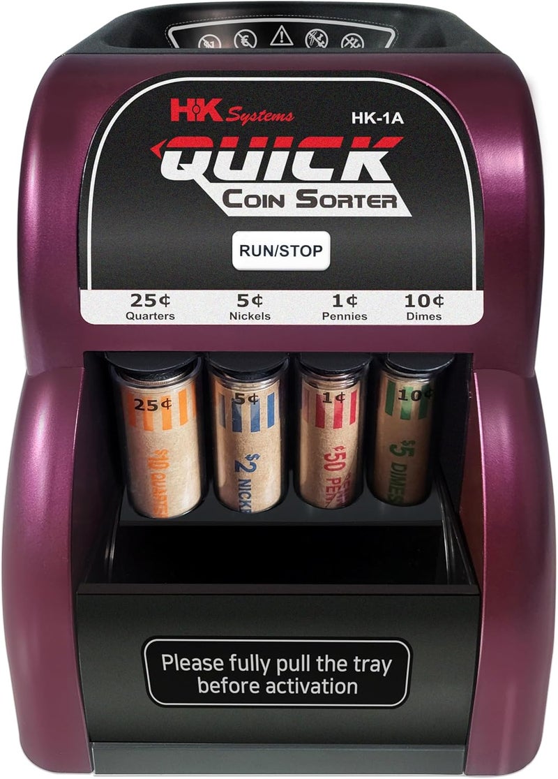 HK SYSTEMS HK-1A, USD Coin Sorter, Sorts 260 Coins Per Minute into Coin Wrappers, 1 Row Coin Wrapper Tubes Included - Image 1